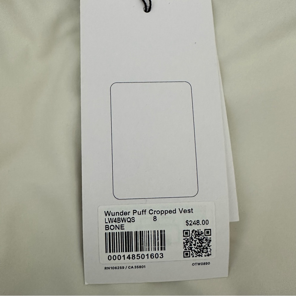 Lululemon Wunder Puff 600-Down-Fill Cropped Vest in Bone Size 8 NWT‎ - Picture 12 of 13